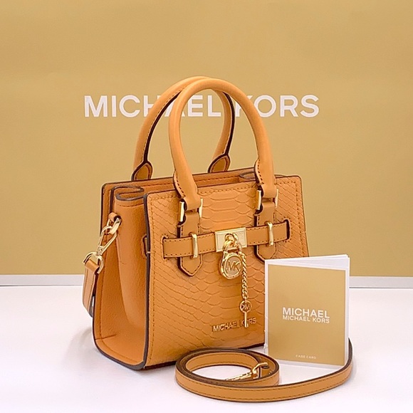 Michael Kors Handbags - Michael Kors HAMILTON XSMALL Snake Embossed SATCHEL CROSSBODY BAG CIDER COLOR